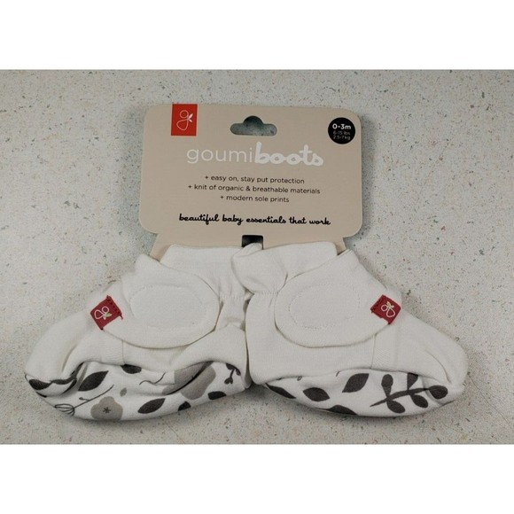 Goumikids Soft Stay On Baby Boots Infant Booties Shoes, 0-3M Floral Print White - Picture 2 of 11
